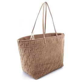 Fendi-Fendi Jacquard Velvet Large Roll Tote Bag-Brown