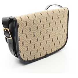 Yves Saint Laurent-Saint Laurent Canvas Leather Satchel Medium Bag-Brown,Beige