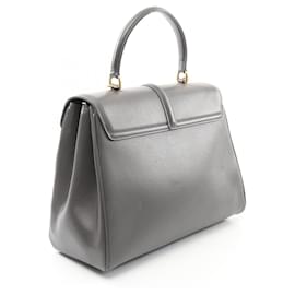 Céline-Celine 16 Medium Leather Handbag Gray-Grey