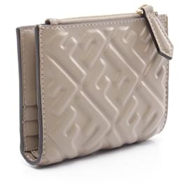 Fendi-Fendi Leather Slim Baguette FF Pattern Wallet-Brown,Beige