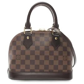 Louis Vuitton-Louis Vuitton Damier Alma BB Leather Handbag-Brown