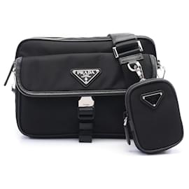 Prada-Prada Re-Nylon Leather Shoulder Bag-Black