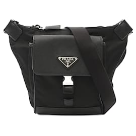 Prada-Sac à épaule en cuir Re-Nylon de Prada-Noir