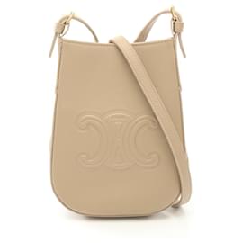 Céline-Celine Leather Mobile Pouch Eloise Shoulder Bag-Brown,Beige