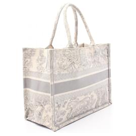 Dior-Dior Canvas Book Tote Medium Bag Toile de Jouy-White