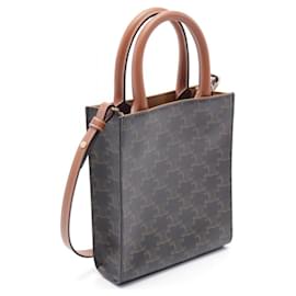 Céline-Celine Mini Vertical Cabas Triomphe Handbag PVC Coated Canvas Leather-Black