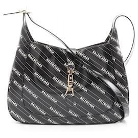 Balenciaga-Balenciaga x Gucci Hacker Jackie 1961 Leather Shoulder Bag-Black