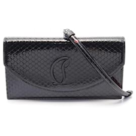 Christian Louboutin-Sac à épaule LOUBI54 en cuir verni Christian Louboutin-Noir