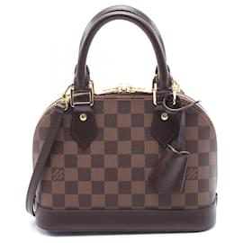 Louis Vuitton-Louis Vuitton Alma BB Damier Ebene Leather Handbag-Brown