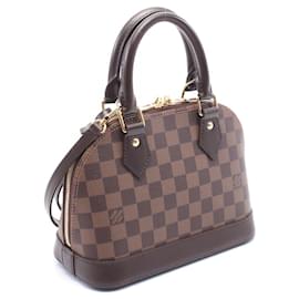 Louis Vuitton-Louis Vuitton Alma BB Damier Ebene Leather Handbag-Brown
