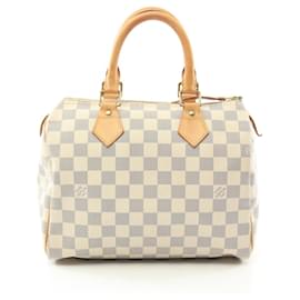 Louis Vuitton-Louis Vuitton Speedy 25 Handbag PVC Canvas Leather-White