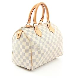 Louis Vuitton-Louis Vuitton Speedy 25 Handbag PVC Canvas Leather-White