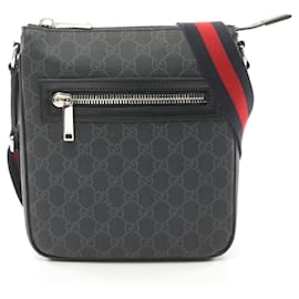 Gucci-Gucci GG Supreme Small Shoulder Bag PVC Coated Canvas Leather-Black