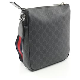 Gucci-Gucci GG Supreme Small Shoulder Bag PVC Coated Canvas Leather-Black