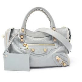 Balenciaga-Sac à main en cuir Balenciaga Giant Mini City-Bleu