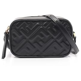 Fendi-Fendi Leather Mini FF Logo Camera Shoulder Bag-Black