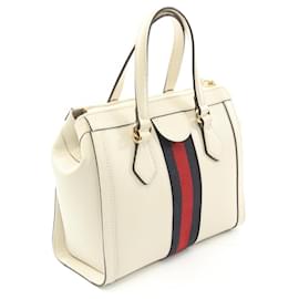 Gucci-Gucci Ophidia GG Small Leather Tote Bag-White