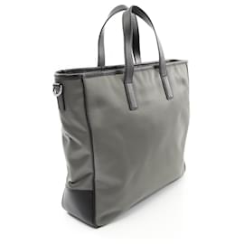 Prada-Prada Nylon Saffiano Leather Tote Bag-Grey