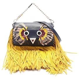 Fendi-Fendi Leather Micro Bucket Shoulder Bag-Blue