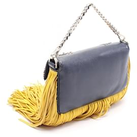 Fendi-Fendi Leather Micro Bucket Shoulder Bag-Blue