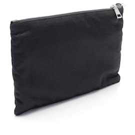 Prada-Prada Nylon Leather Clutch Bag-Black