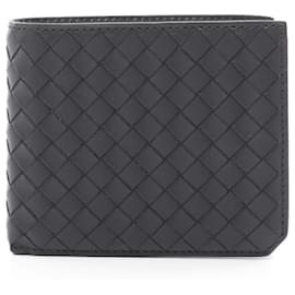 Bottega Veneta-Bottega Veneta Intrecciato Leather Bifold Wallet Black-Black