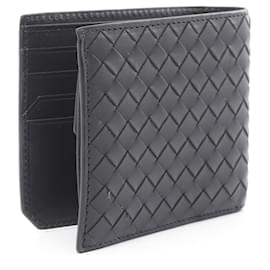 Bottega Veneta-Portefeuille bifold en cuir Intrecciato Bottega Veneta noir-Noir