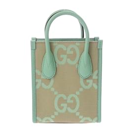 Gucci-Gucci Mini Tote Jumbo GG Beige/Green-Beige,Green