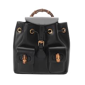 Gucci-GUCCI Bamboo Backpack Black 702101-Black