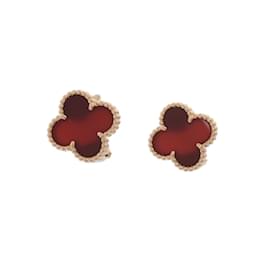 Van Cleef & Arpels-Van Cleef & Arpels Alhambra 18K Yellow Gold Carnelian Stud Earrings-Yellow