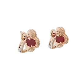 Van Cleef & Arpels-Van Cleef & Arpels Alhambra 18K Yellow Gold Carnelian Stud Earrings-Yellow