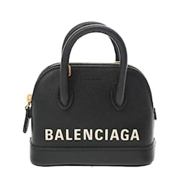 Balenciaga-Sac à main en cuir noir Balenciaga Ville Mini-Noir