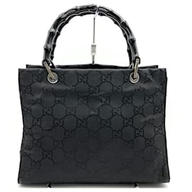 Gucci-Gucci Bamboo Handbag Tote Bag-Black