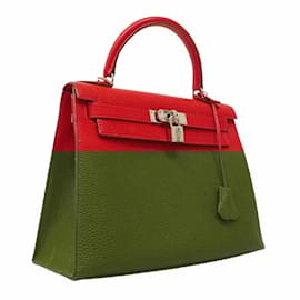 Hermès-Hermes Kelly 28 Handbag in Rouge Vif-Red