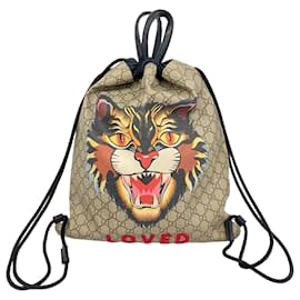 Gucci-Mochila Gucci GG Supreme-Marrom,Preto