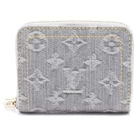 Louis Vuitton-Louis Vuitton Gray Denim Bi-Fold Wallet-Brown