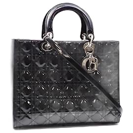 Christian Dior-Christian Dior Black Patent Leather Handbag-Black
