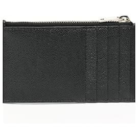 Saint Laurent-Saint Laurent Monogram Fragment Zip Card Case-Black