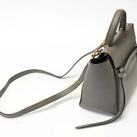 Céline-Celine Gray Leather Belt Bag Micro-Brown