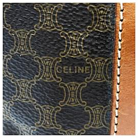 Céline-Celine Macadam Brown Leather Mini Boston Handbag-Brown