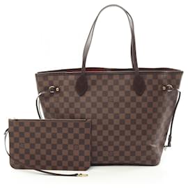 Louis Vuitton-Louis Vuitton Neverfull MM Damier Ebene Cerise Tote Bag-Brown