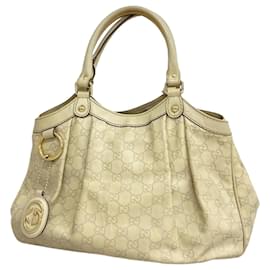 Gucci-Gucci Guccissima Tote Bag-Cream