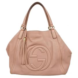 Gucci-Gucci Pink Leather Tote Bag-Pink
