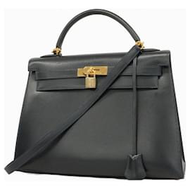Hermès-Hermes Kelly 32 Handbag in Navy Blue-Navy blue