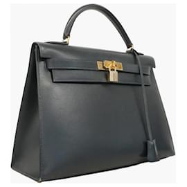Hermès-Hermes Kelly 32 Handbag in Navy Blue-Navy blue