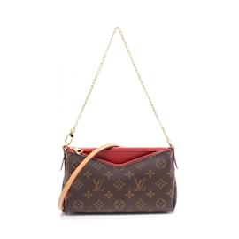 Louis Vuitton-Louis Vuitton Pallas Clutch Monogram Cerise Handbag-Brown,Red