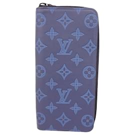 Louis Vuitton-Louis Vuitton Monogram Shadow Zippy Vertical Long Wallet-Blue,Navy blue