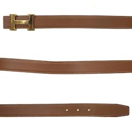 Hermès-Ceinture pour femmes H-Buckle d'Hermès-Marron,Doré