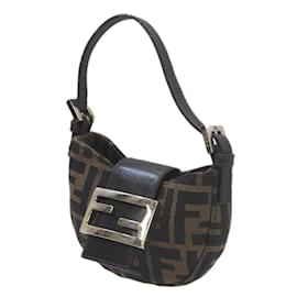 Fendi-Fendi Mini Croissant Hand Pouch-Black,Khaki