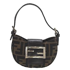 Fendi-Fendi Mini Croissant Hand Pouch-Black,Khaki